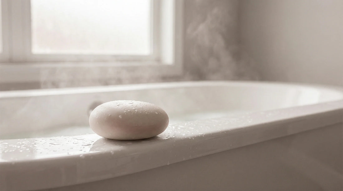 Smooth waterproof wellness device on a wet bathtub ledge — illustrating IPX7 waterproof rating meaning