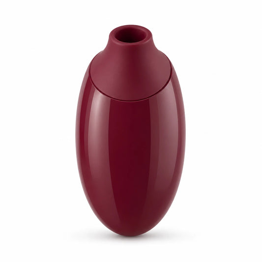 Burgundy Xindari Velvet Pulse suction vibrator front view on white background