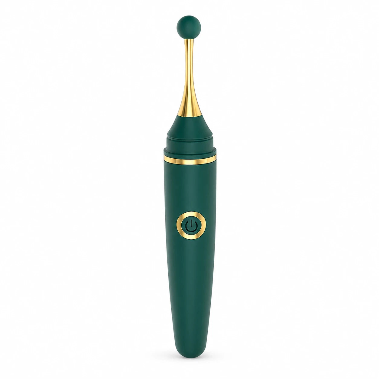 Green Xindari Targeted Curve g spot vibrator with gold neck and rounded head