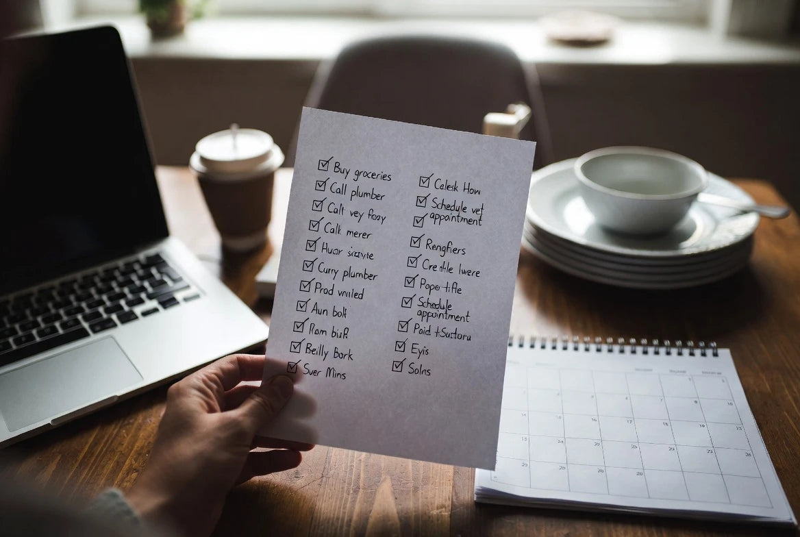 Relationship checklist on a table beside everyday tasks and planning tools