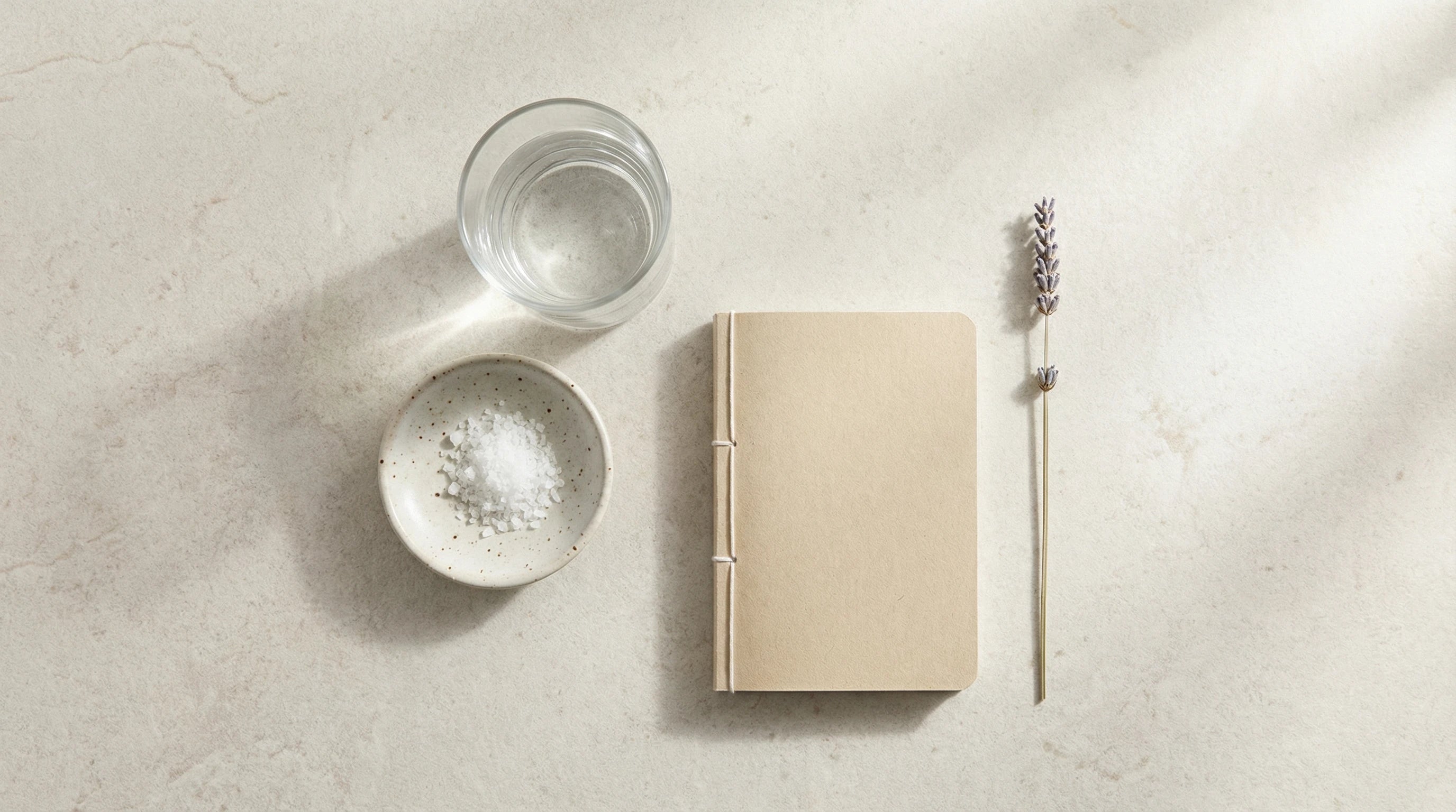 Wellness flat lay representing cortisol rhythm support and adrenal health — HPA dysregulation recovery