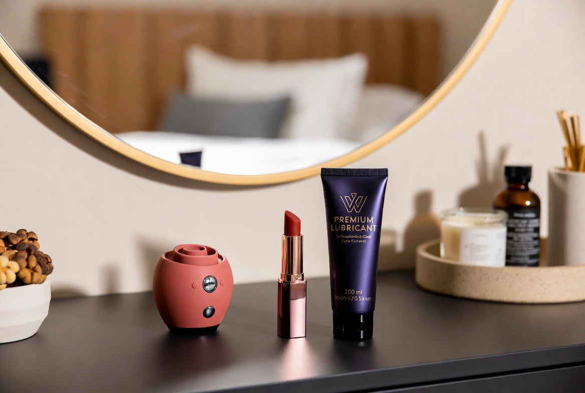 Discreet wellness setup showing different device styles for personal fit checks