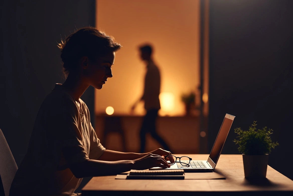 Closing a laptop at the end of the day to reinforce setting boundaries at work
