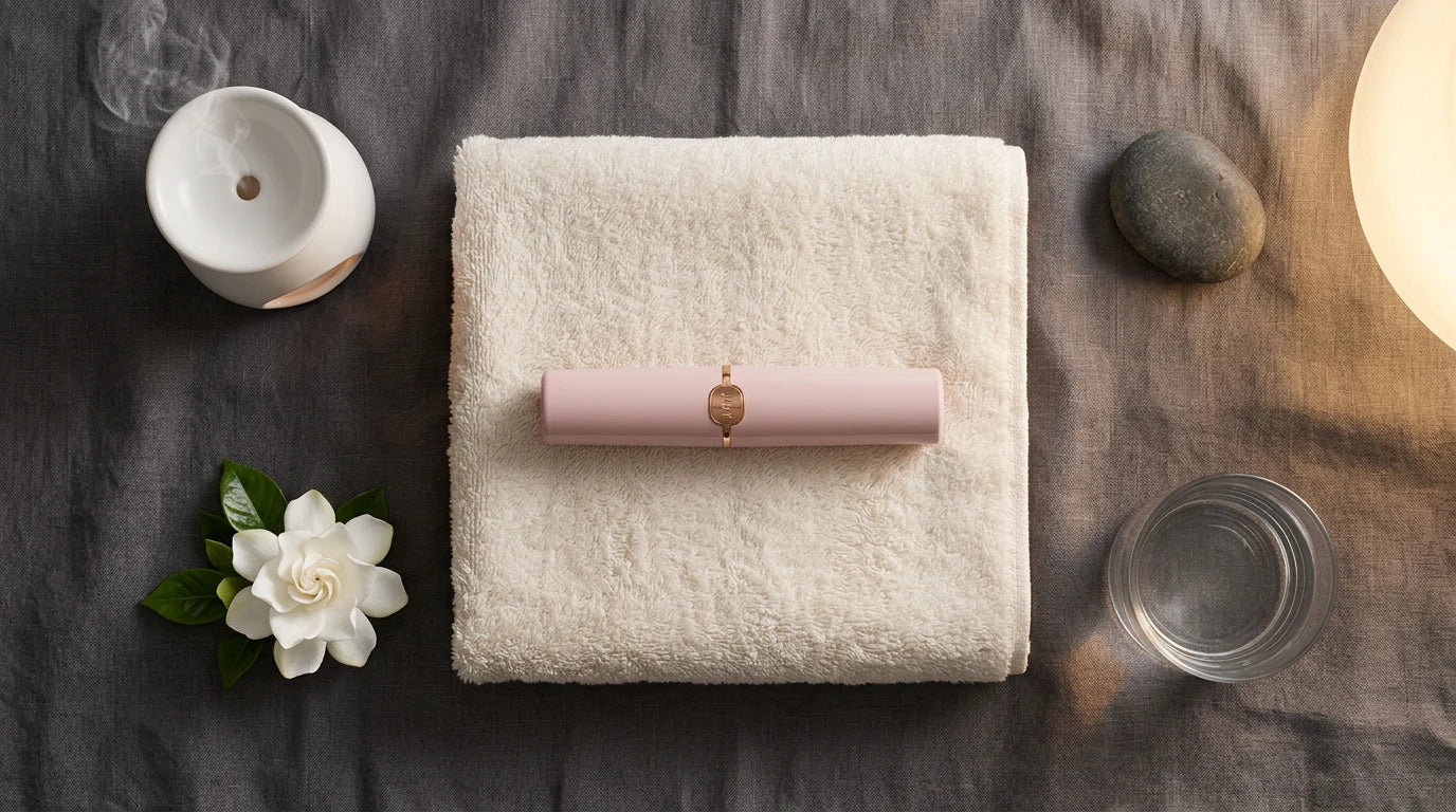 How to fall asleep when anxious — calming nighttime wellness ritual with personal massager and diffuser