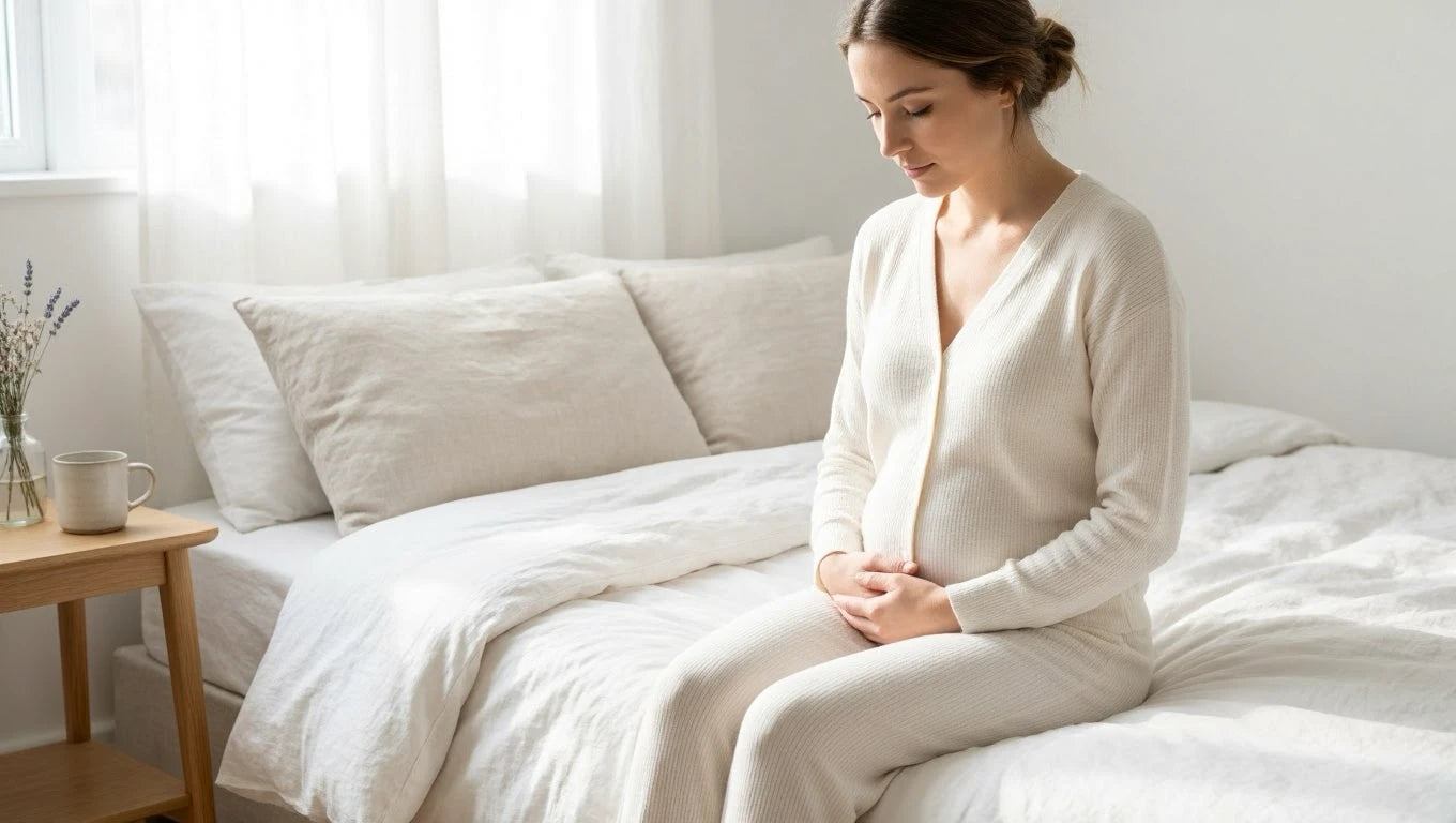 Woman sitting quietly in morning light — reflecting on pelvic health and the causes of painful sex
