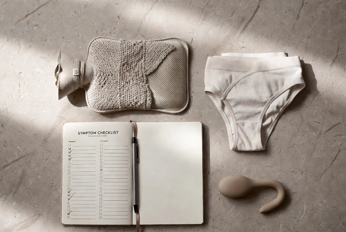 Symptom checklist and self-care items for evaluating menstrual cramp relief options