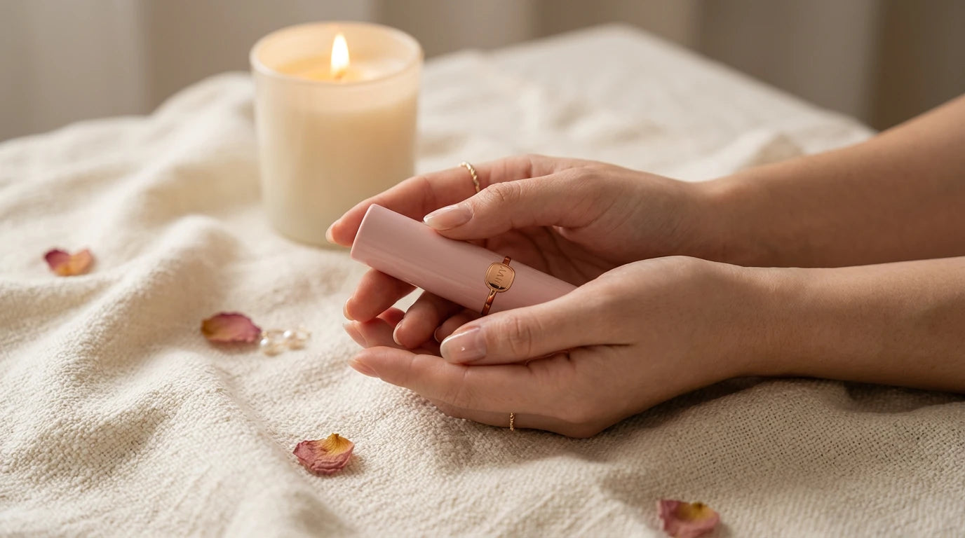 Somatic release as a cortisol reset — a personal massager as part of an evening de-stress ritual