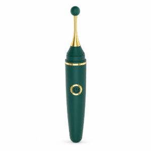 Green Xindari Targeted Curve g spot vibrator with gold neck and rounded head
